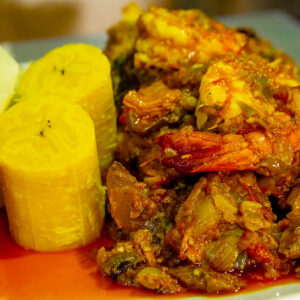 Boiled Plantain & Garden Egg Sauce