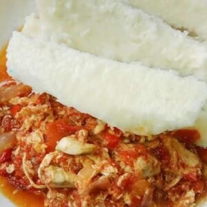 Boiled yam and egg sauce